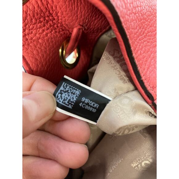 MICHAEL KORS, LARGE PINK PEBBLED LEATHER HANDBAG WITH TASSEL - Picture 15 of 16